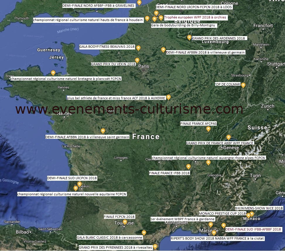 carte de france des competitions premier semestre 2018